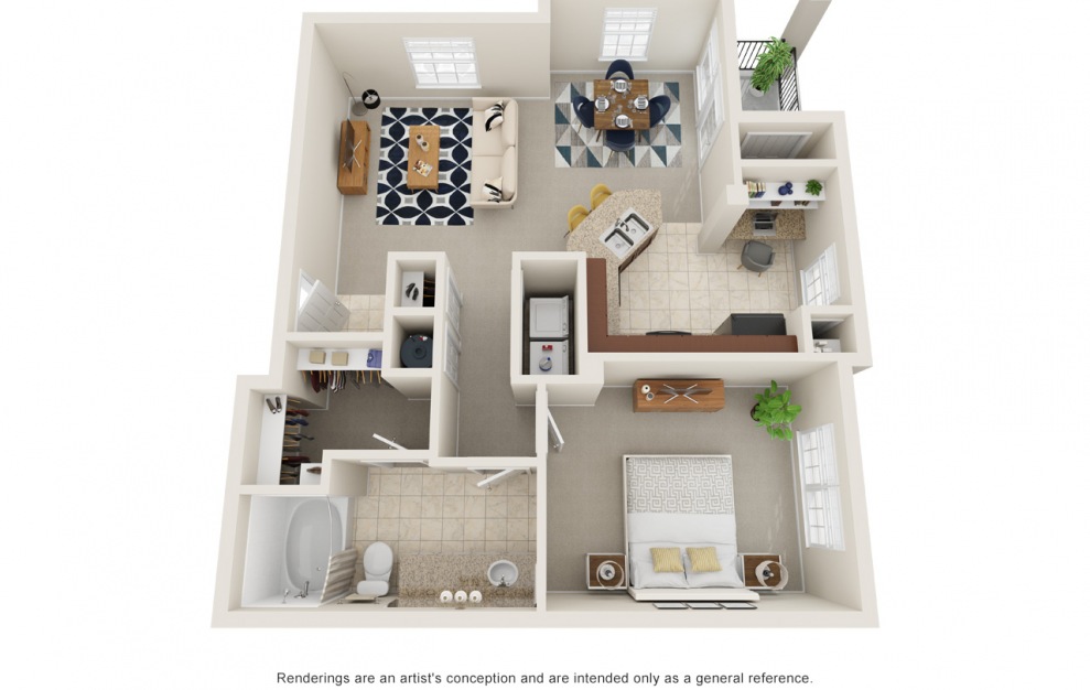A3 - 1 bedroom floorplan layout with 1 bath and 797 square feet.