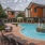 outdoor swimming pool with fountain