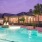 pool lit at dusk