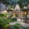 double sided fireplace in outdoor gathering area
